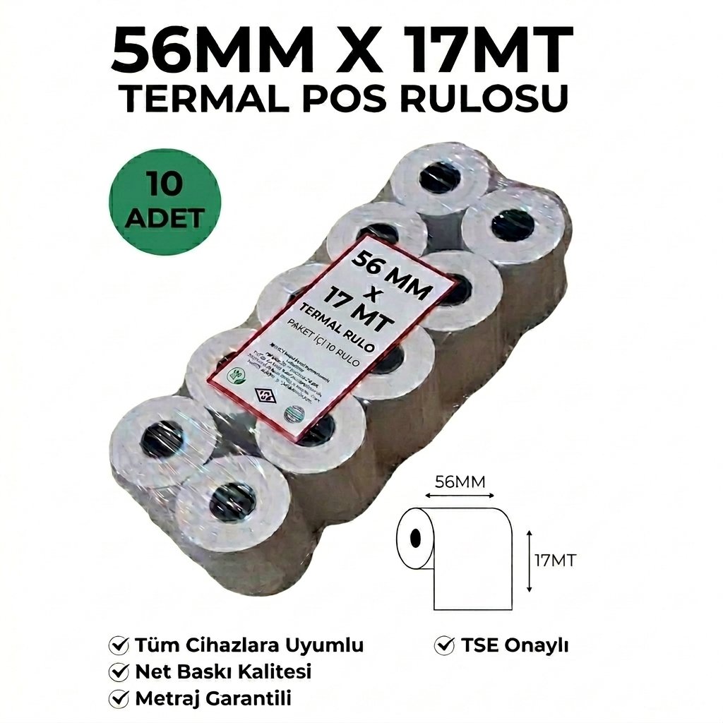 Yazarkasa / Termal Pos Rulosu 56 MM x 17 MT 10 Adet