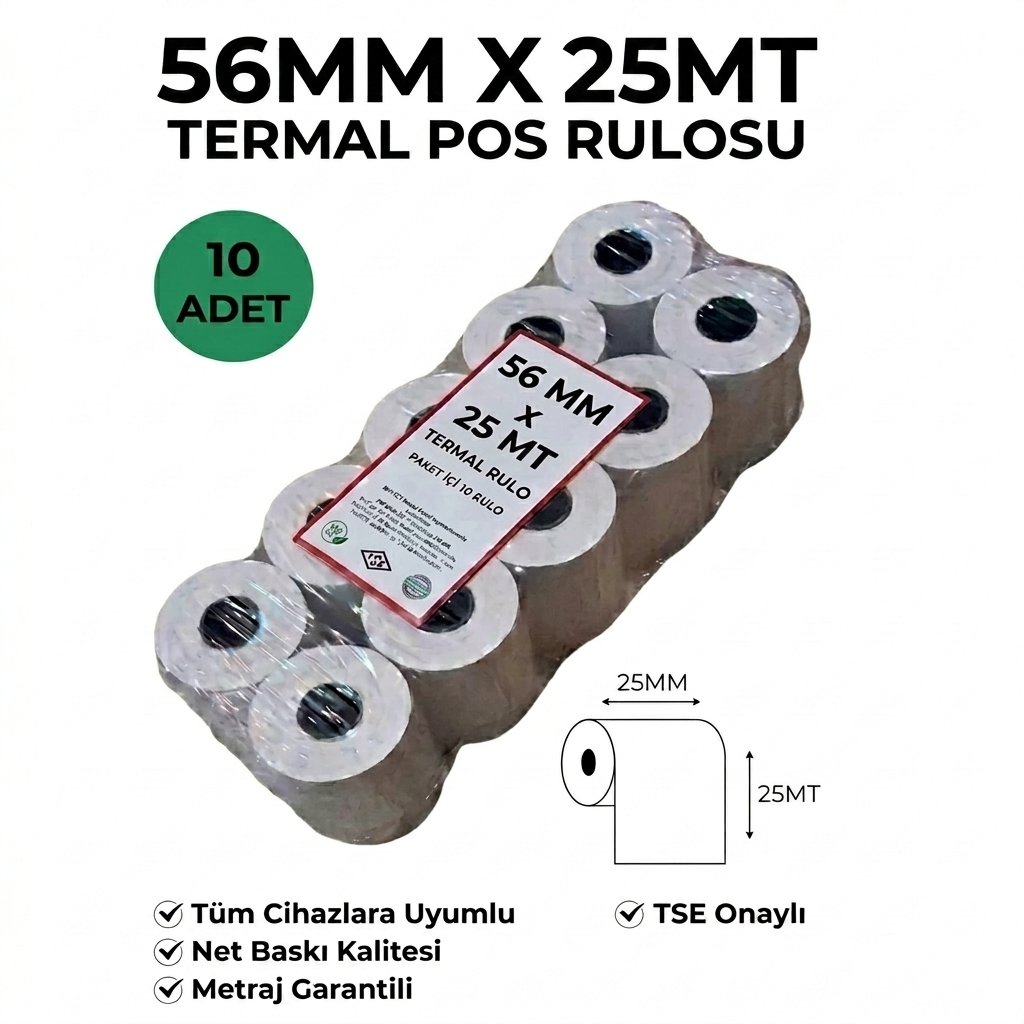 Yazarkasa / Termal Pos Rulosu 56 MM x 25 MT 10 Adet