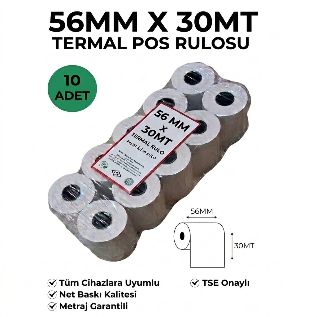 Yazarkasa / Termal Pos Rulosu 56 MM x 30 MT 10 Adet