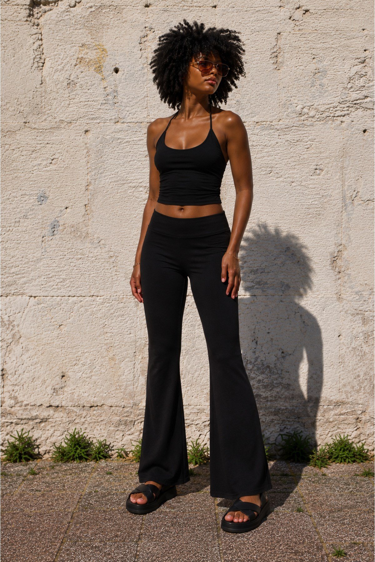 İp Askılı Bluz Wide Leg Pantolon İkili Takım