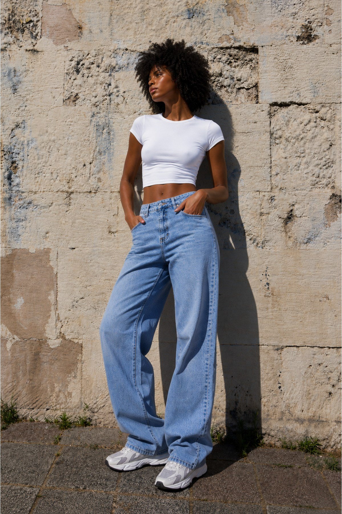 Yüksek Bel Basic Baggy Jean
