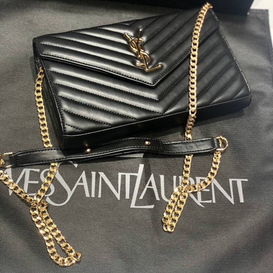 YVES SAINT LAURENT Deri Gold Aksesuarlı toz Torbalı Portföy Çanta