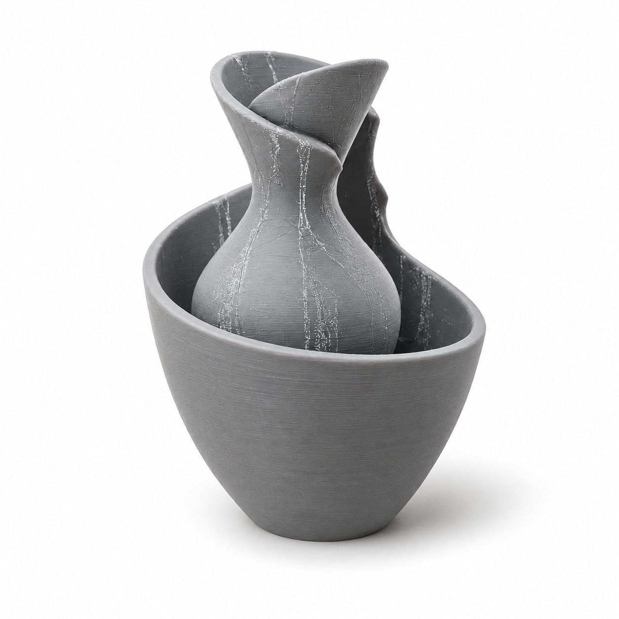 3D Baski Tigea Vazo 15CM Gri