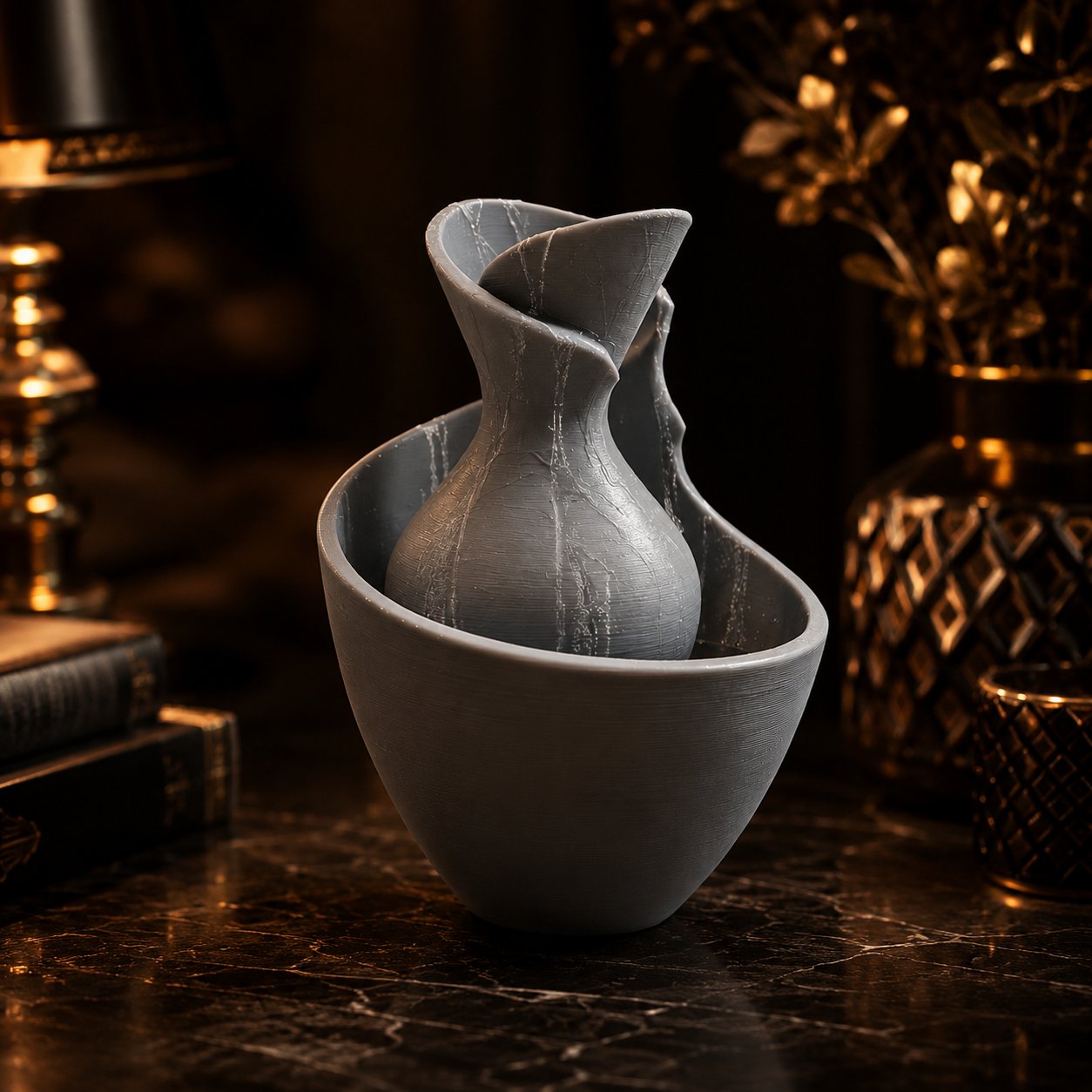 3D Baski Tigea Vazo 15CM Gri