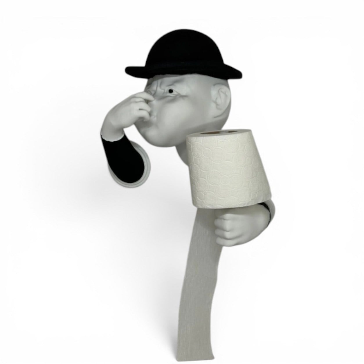3D İnsan Figürlü Tuvalet Kağıdı Askılığı – Eğlenceli Banyo Dekoru Siyah