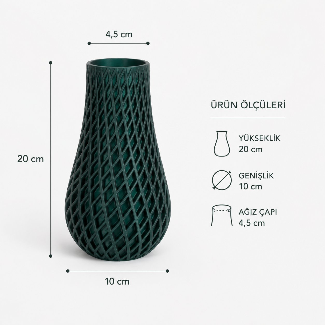 3D Vazo 10 Cm Kurşuni̇ 