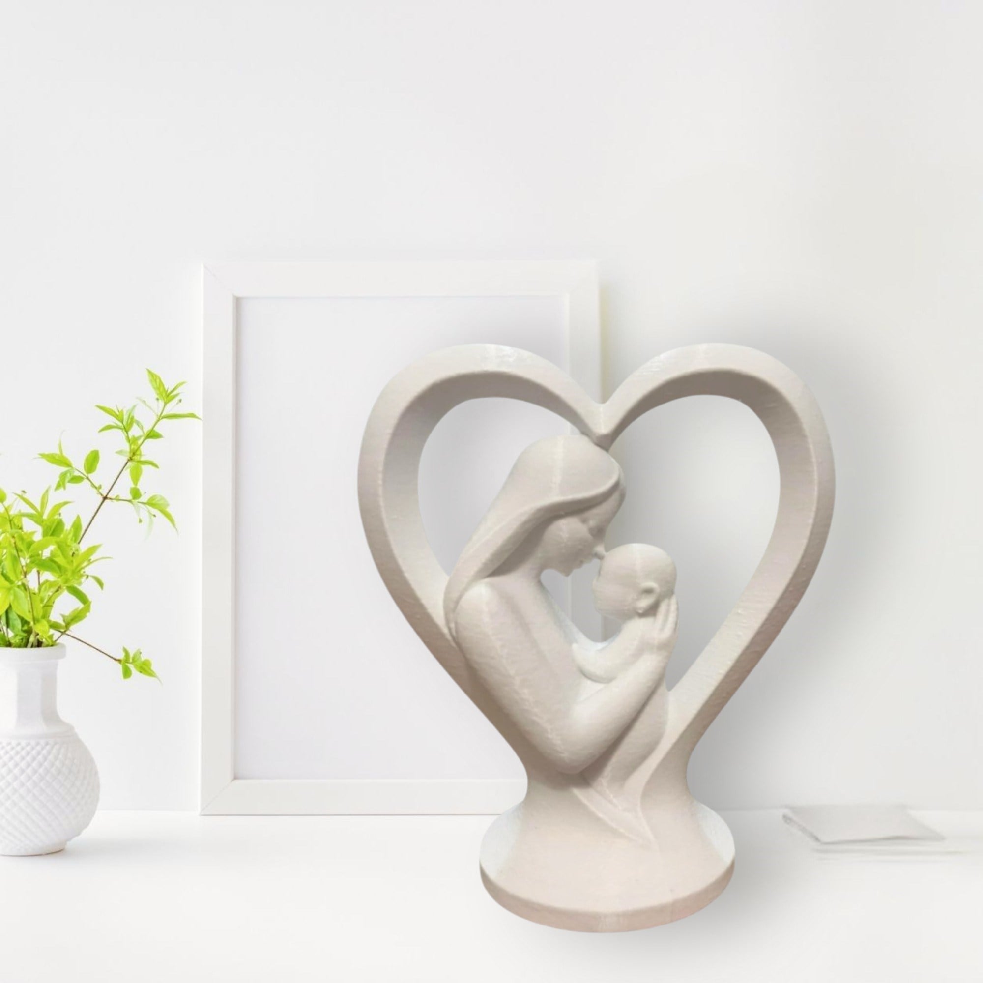 Anne Bebk Dekorati̇f Salon Oturma Odasi Biblo – Salon ve Ofis İçin Dekoratif Ürün 20 CM Beyaz