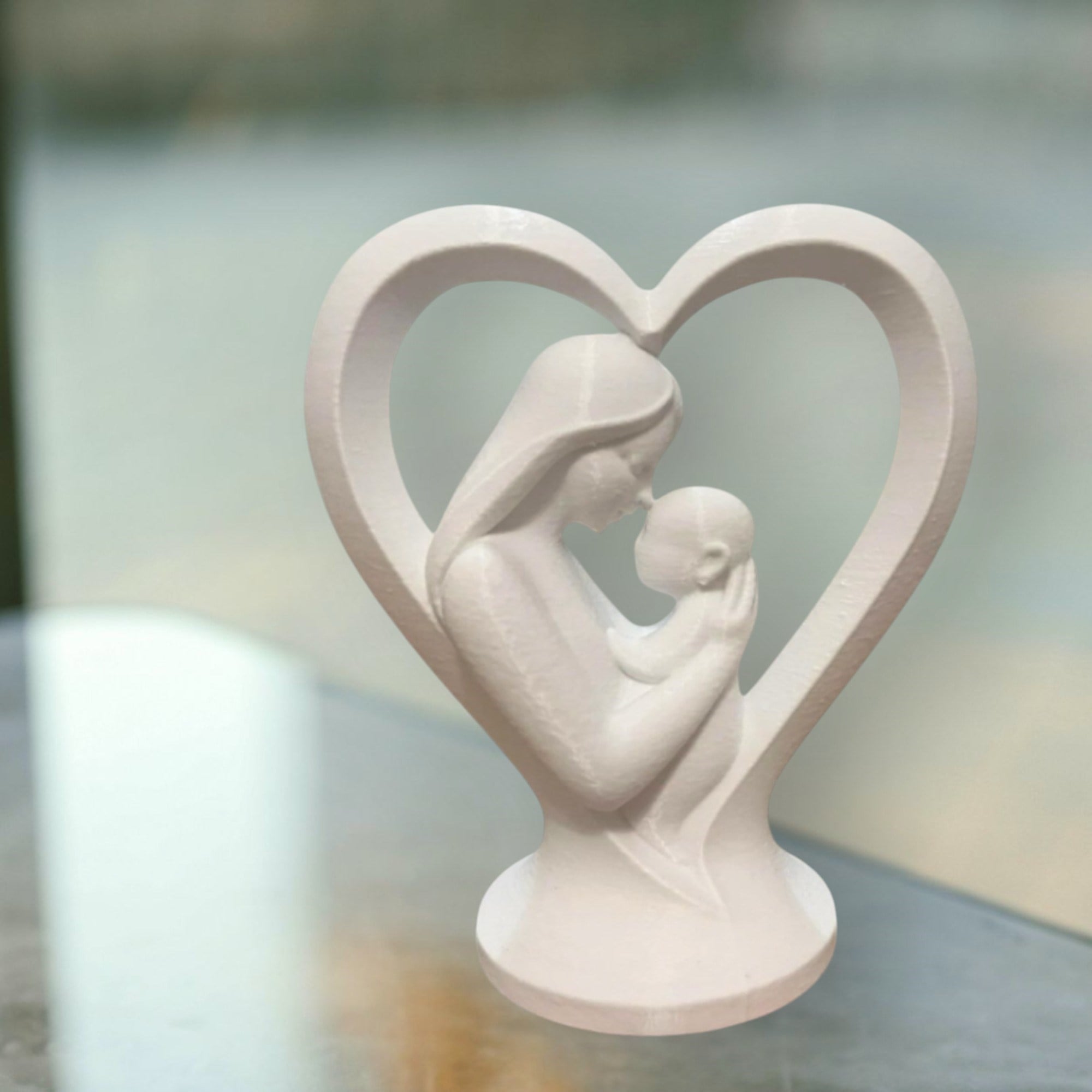 Anne Bebk Dekorati̇f Salon Oturma Odasi Biblo – Salon ve Ofis İçin Dekoratif Ürün 20 CM Beyaz