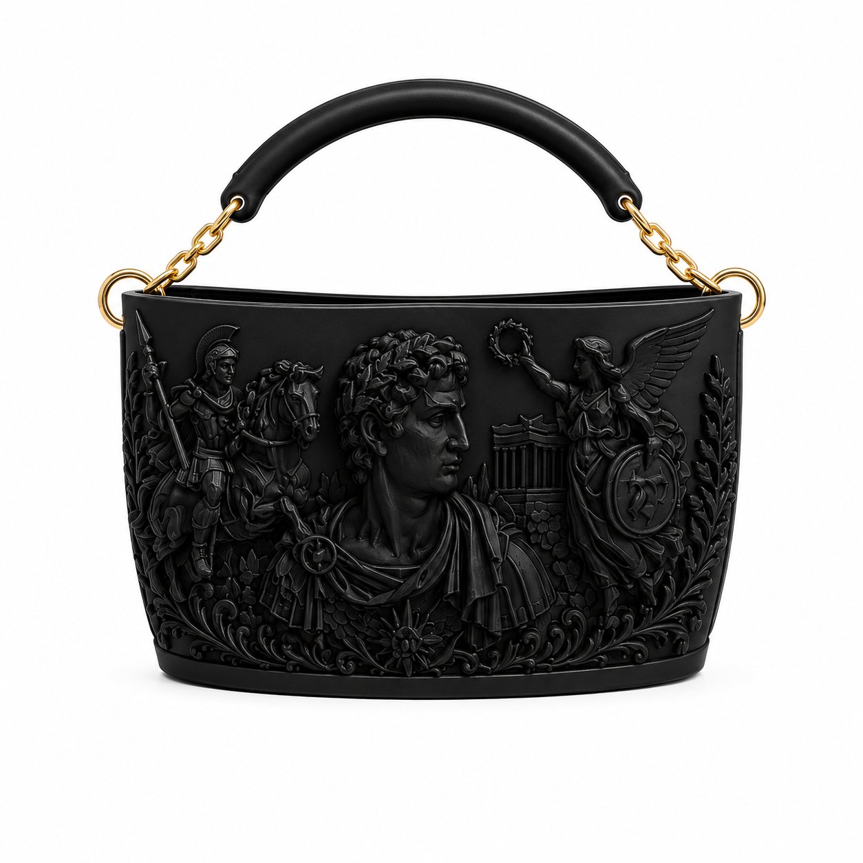 Athena Noir Antik Dönem 3D Tasarım Omuz Çantası Siyah