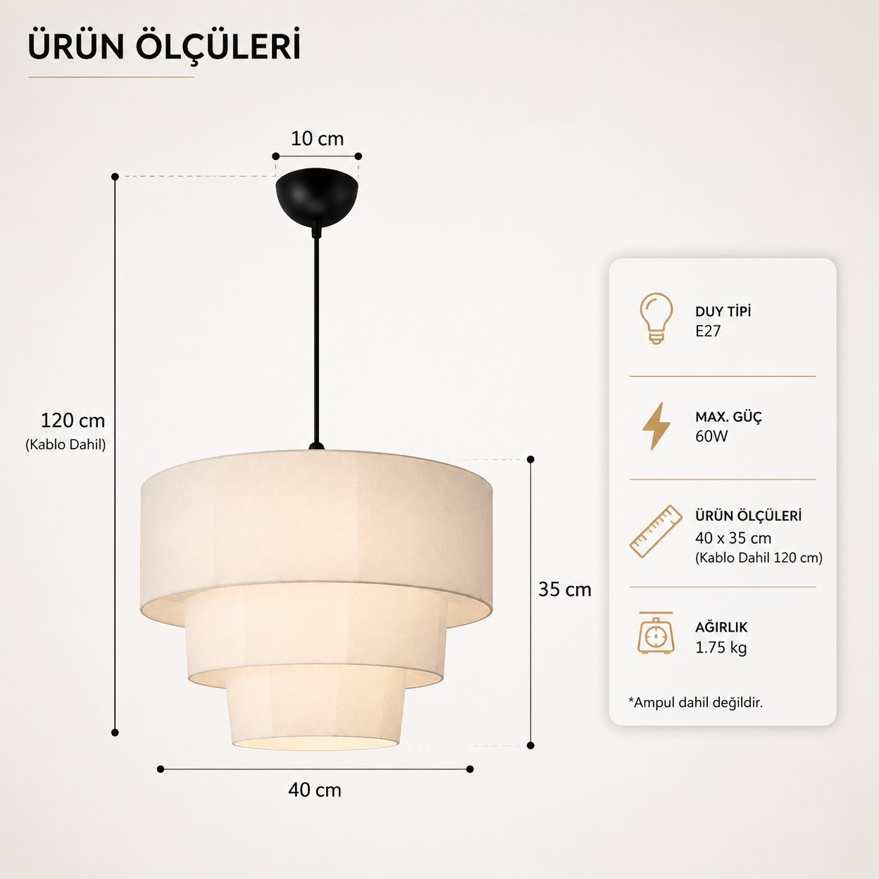 Bri̇lli̇ant Anti̇k Beton Görünümlü Sarkıt Avi̇ze Salon ve Mutfak Aydınlatması 22 X 15 CM Siyah Askılı