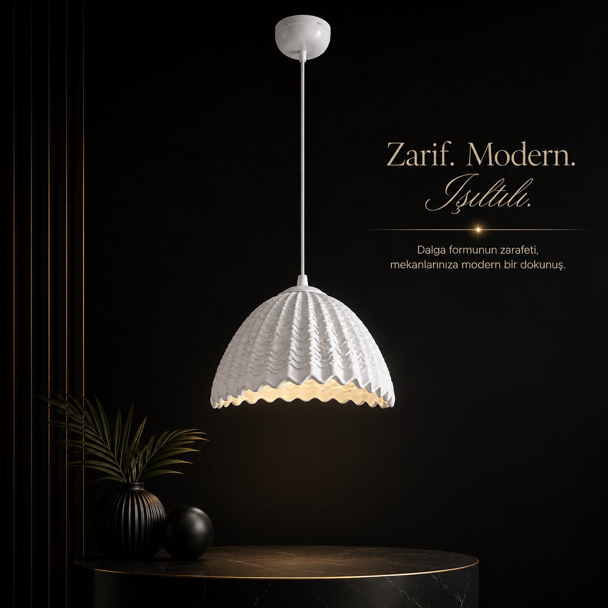 Dalga Desenli Sarkıt Avize – Modern Dekoratif Tavan Aydınlatması