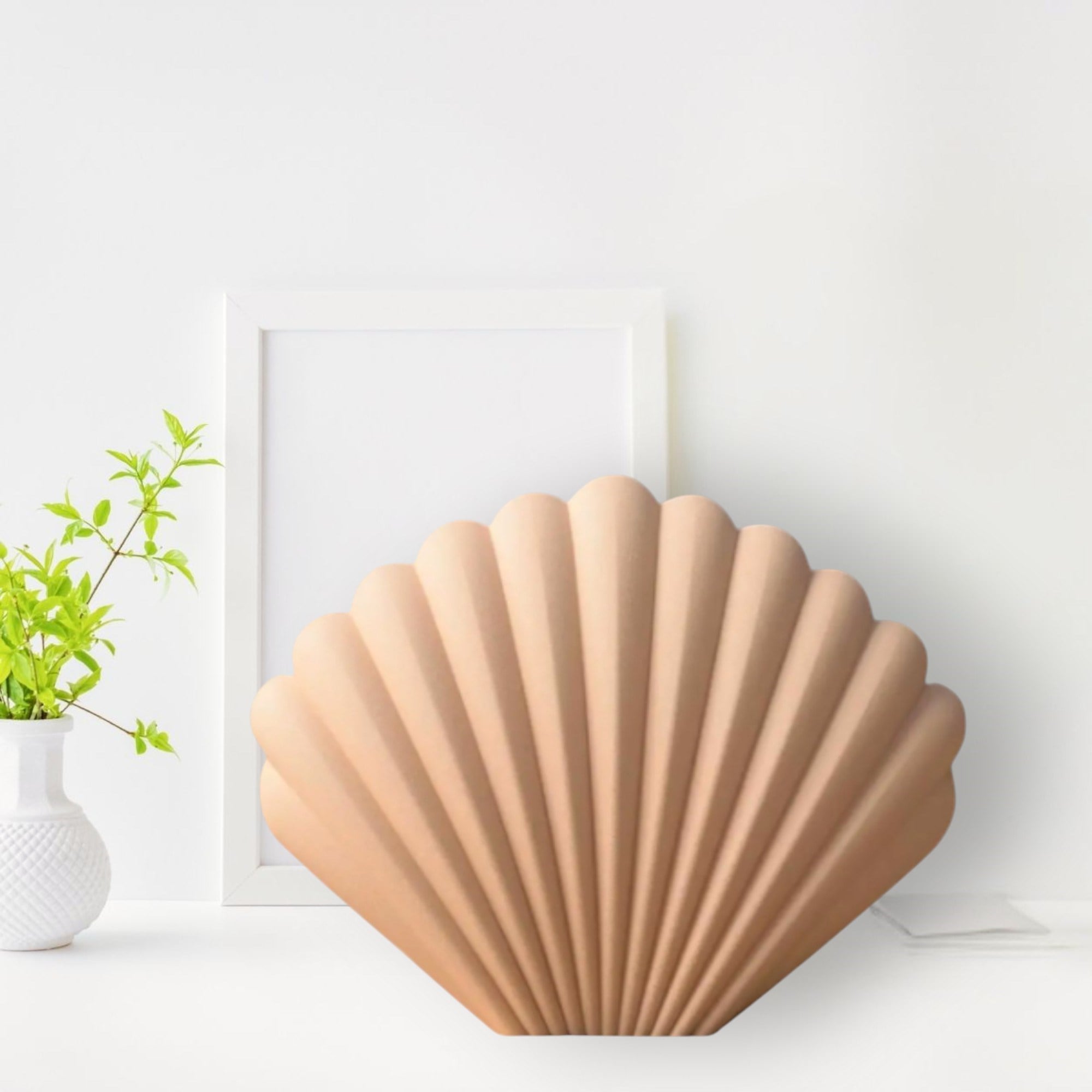 Deniz Kabuğu Formlu 3D Modern Dekoratif Boyanabilir Vazo