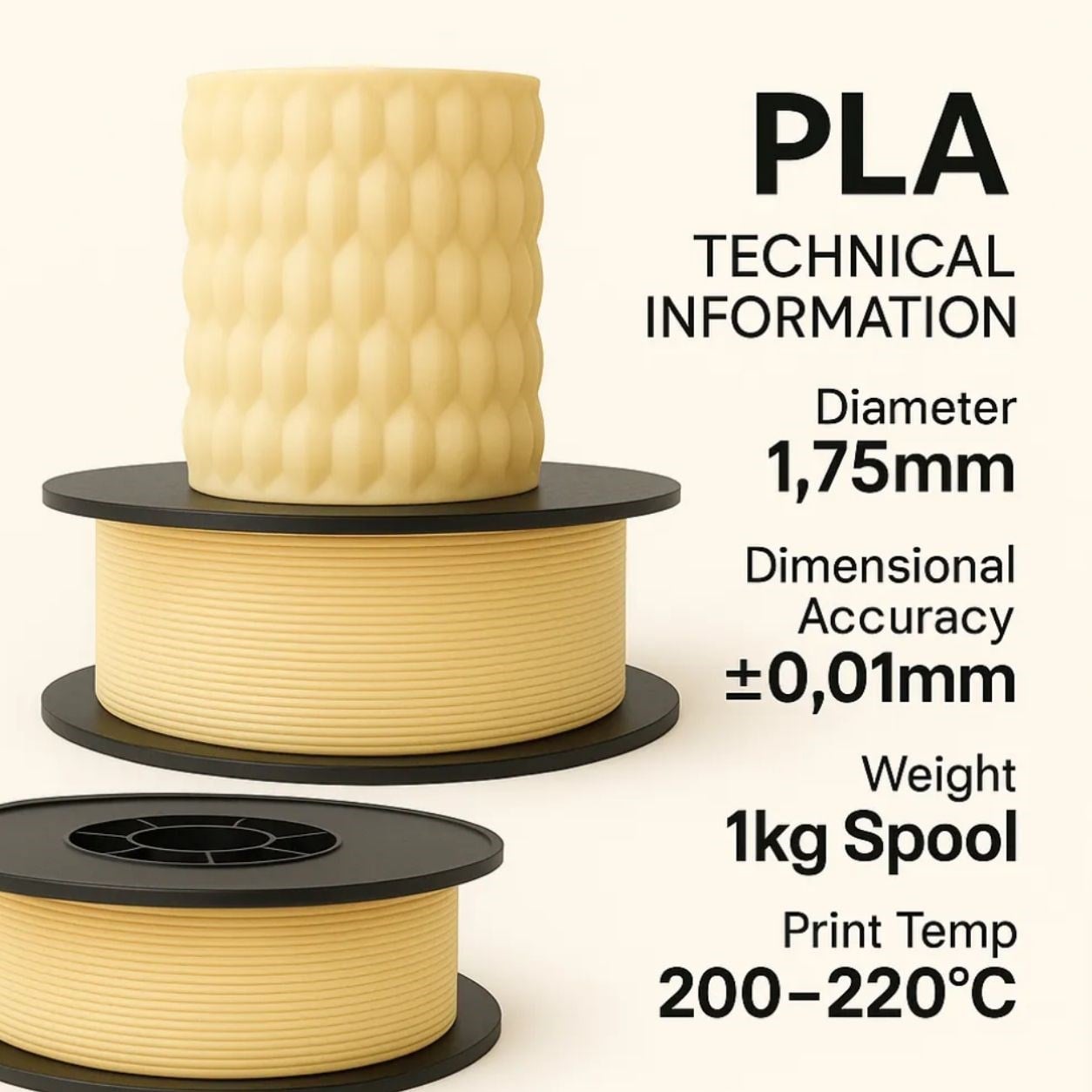Filetto PLA+ 3D Filament – 1.75mm – 1KG – AMS Uyumlu Ten Rengi