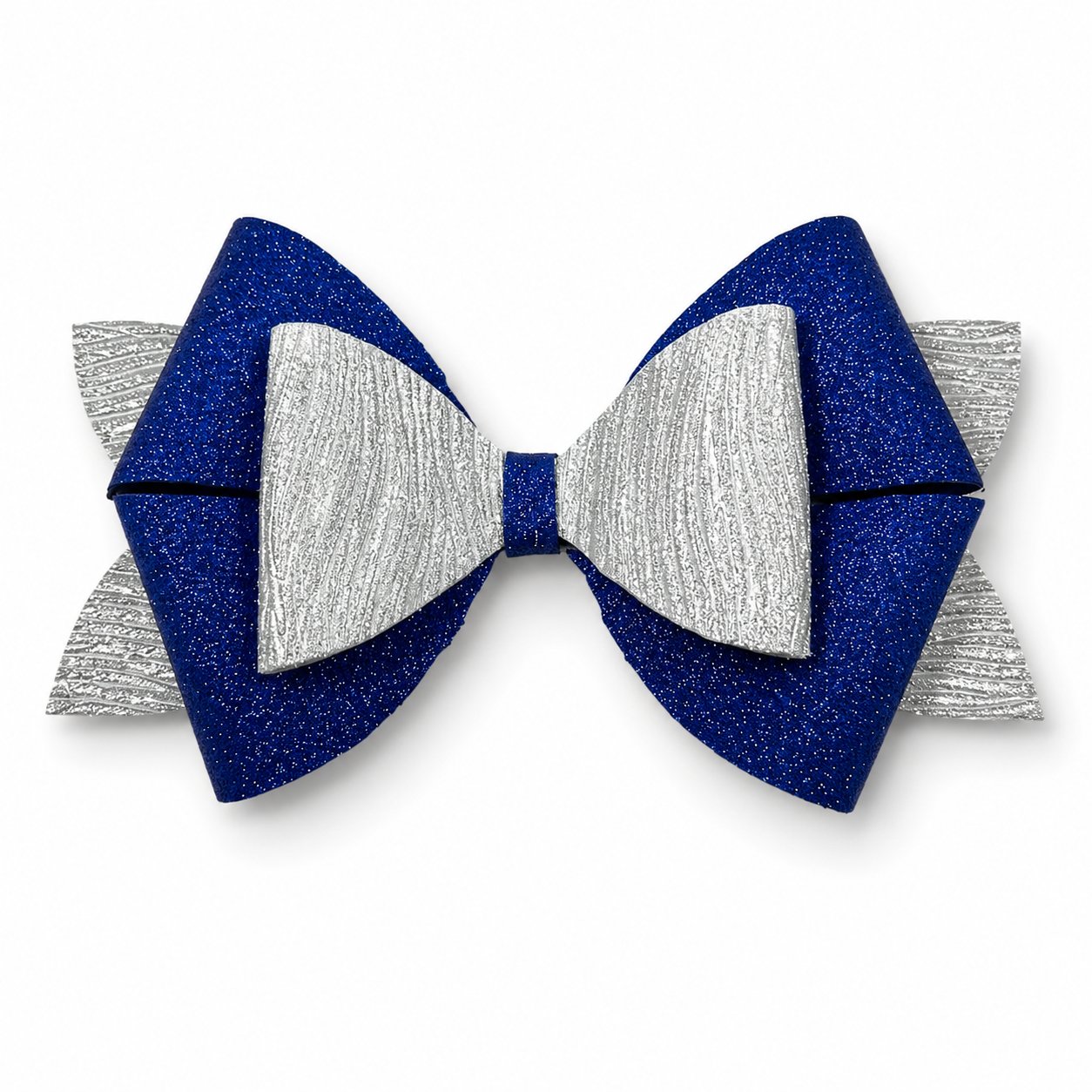 Glitter Detaylı Fiyonk Saç Tokası 13x7 cm Lacivert