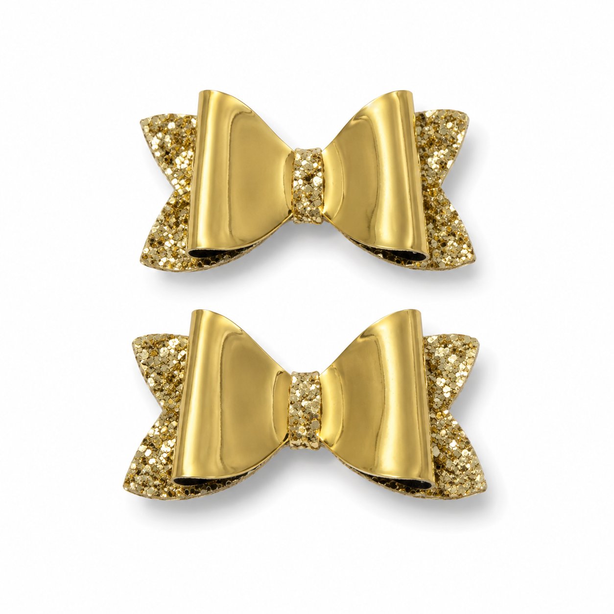 Glitter Detaylı Fiyonk Saç Tokası 2’li Set 6x3 cm Gold Simli