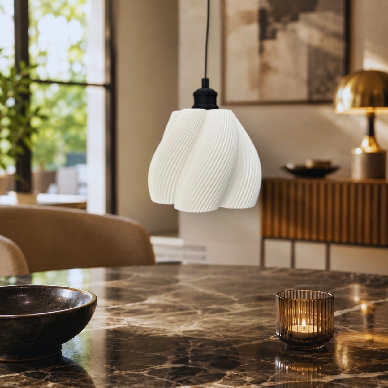 İskandi̇nav Luminaura Tekli Beyaz Sarkıt Avize – Salon ve Oturma Odası Aydınlatması 23 X 18 CM Beyaz
