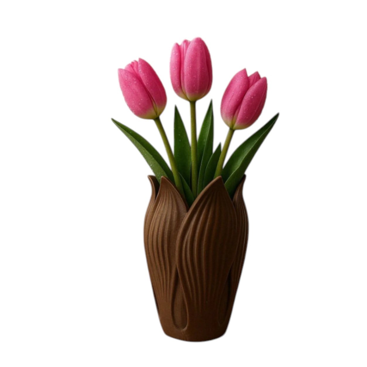 Lotus 3D Dekorati̇f Vazo 18 cm Kahverengi