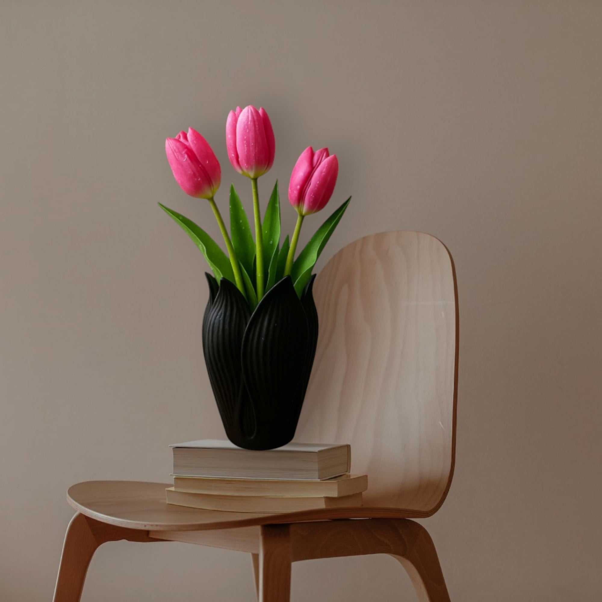 Lotus 3D Dekorati̇f Vazo 18 cm Siyah