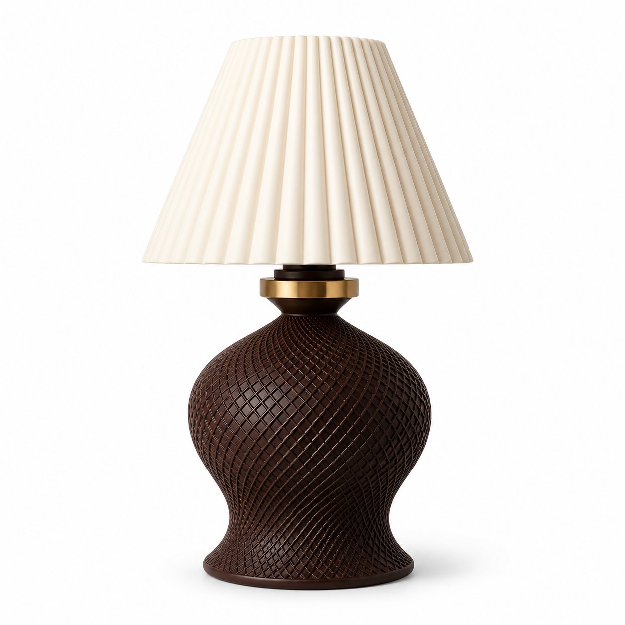 Luxury Tasarımlı Abajur – Yatak Odası ve Çocuk Odası İçin Dekoratif Aydınlatma 31x45 CM Üst Krem Alt Kahverengi