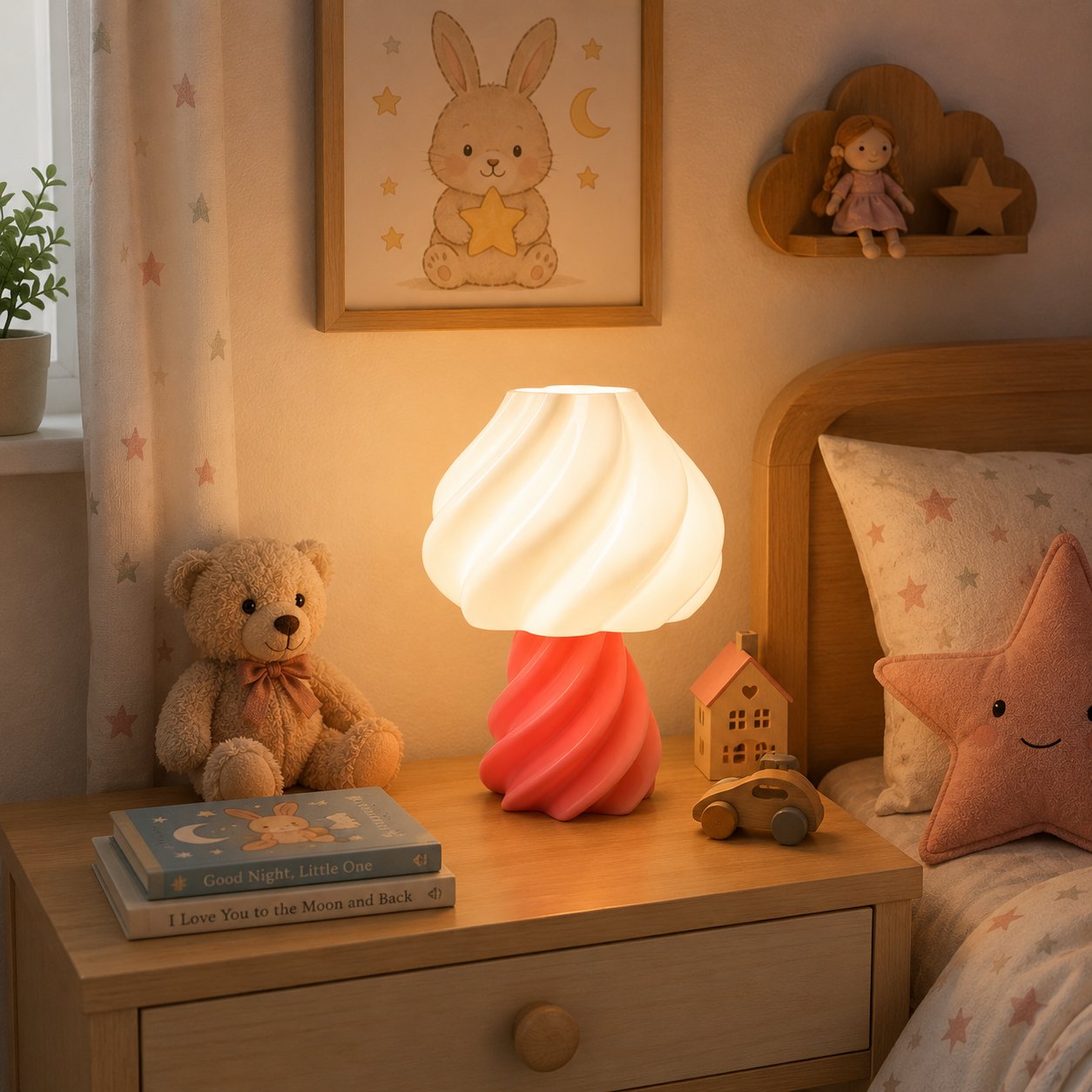 Pumpkin Abajur Yatak Odası Çocuk Odası Aydınlatması 22 CM Pembe