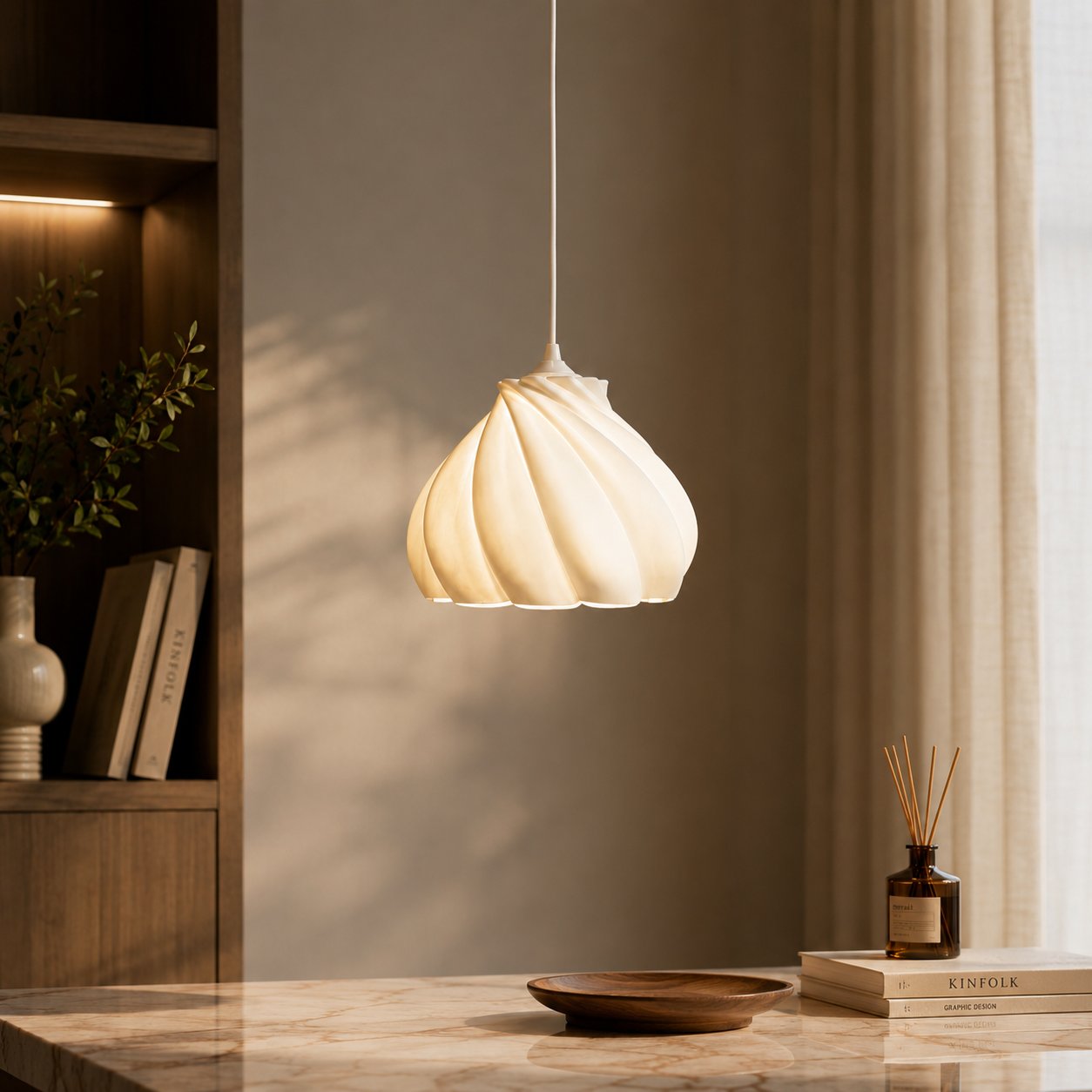 Pumpkin Tekli Avize Yatak Odası Mutfak Sarkıt Avize – Salon ve Oturma Odası Aydınlatması 70CM Beyaz