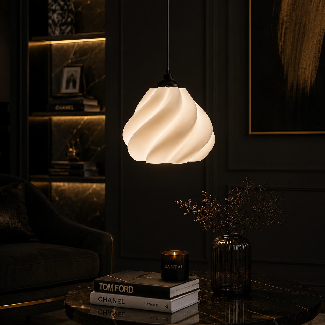 Pumpkin Tekli̇ Sarkıt Avi̇ze Yatak Odasi Avize – Salon ve Mutfak Aydınlatması 22 X 37 CM Siyah Askı