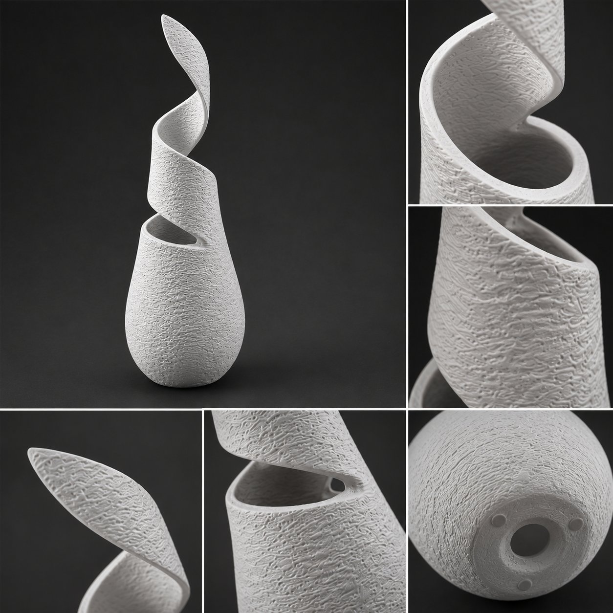 Sarmal Beton Dekorati̇f Vazo 3D Beyaz
