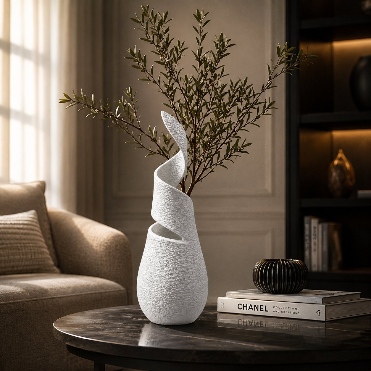 Sarmal Beton Dekorati̇f Vazo 3D Beyaz