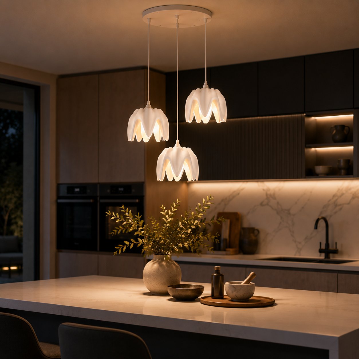 SİRİUS Beton Görünümlü 3'lü Sarkıt Avize | Modern Salon & Oturma Odası Aydınlatması