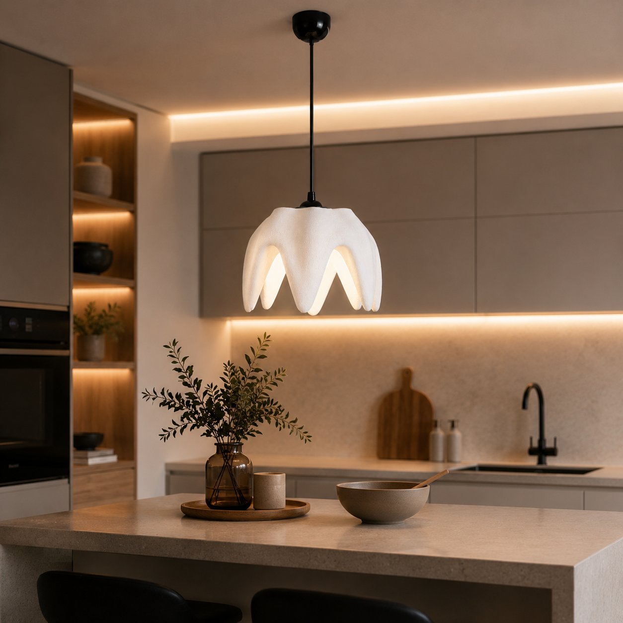 SİRİUS Beton Görünümlü Tekli Sarkıt Avize – Modern Salon ve Oturma Odası Aydınlatması
