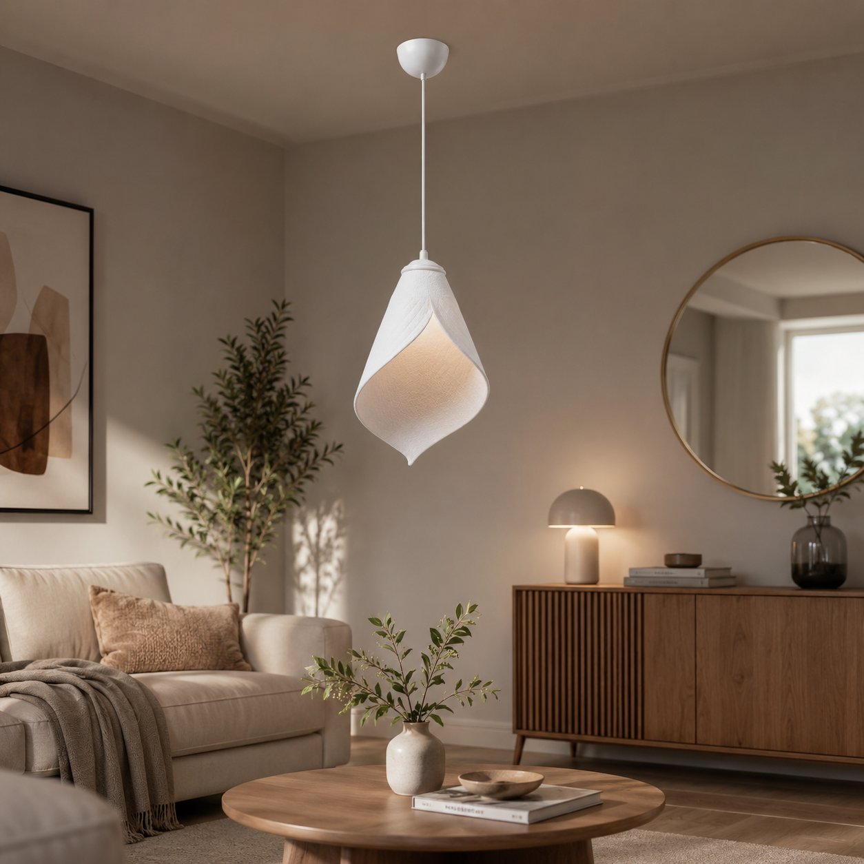 Yaprak Şekilli Beton Dokulu Salon / Oturma Odası Sarkıt Avize