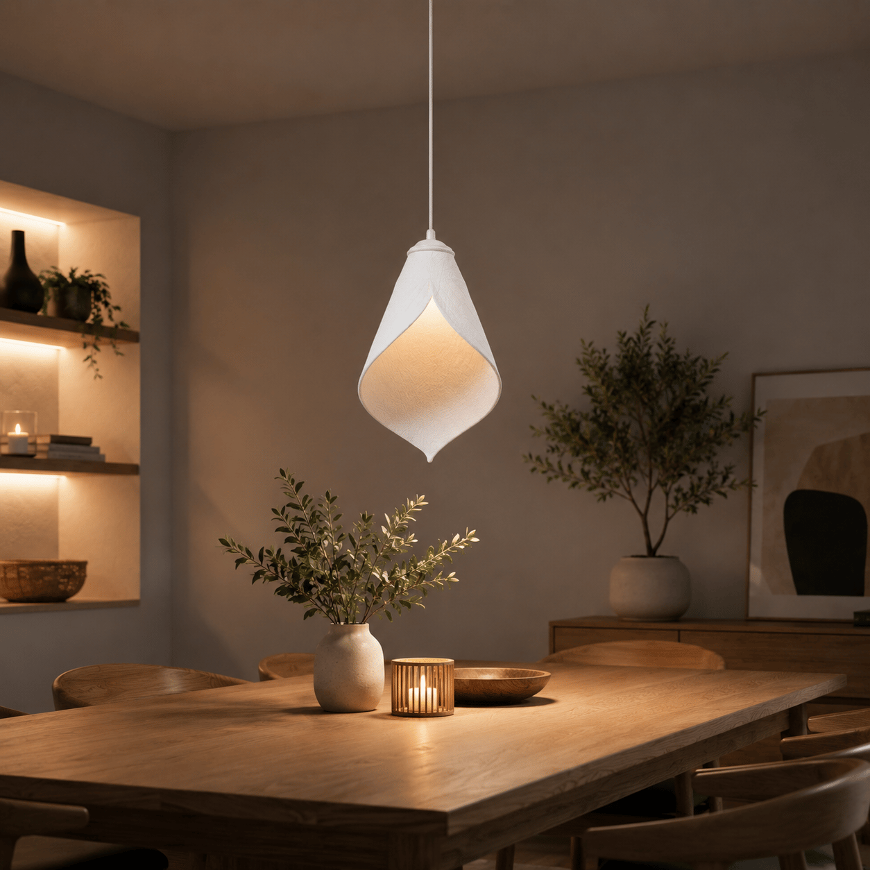 Yaprak Şekilli Beton Dokulu Salon / Oturma Odası Sarkıt Avize