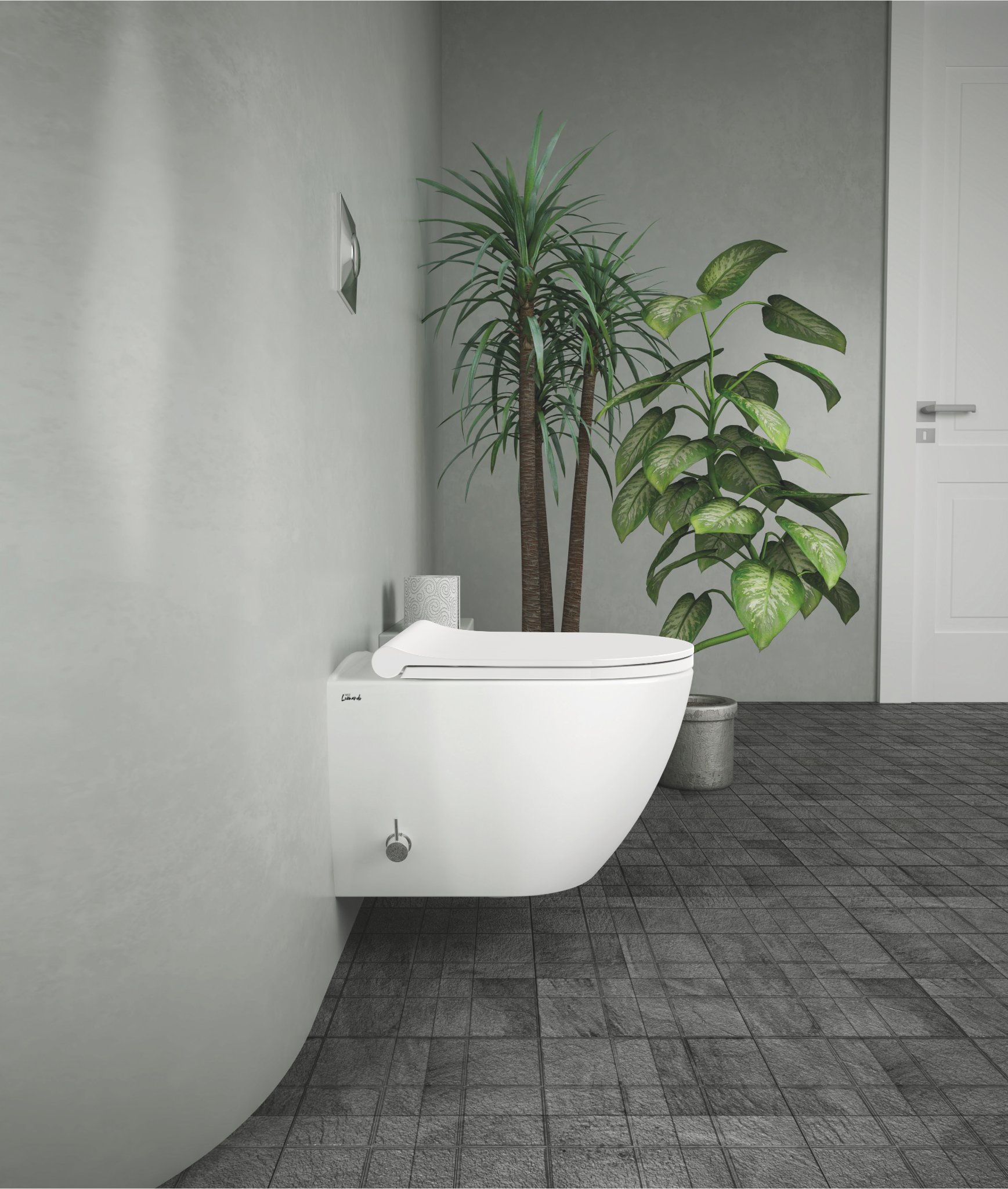 SUA Rimless Wand-WC mit integrierter Bidetfunktion – Weiß (Bella Rotondo) - Leonardo davinci
