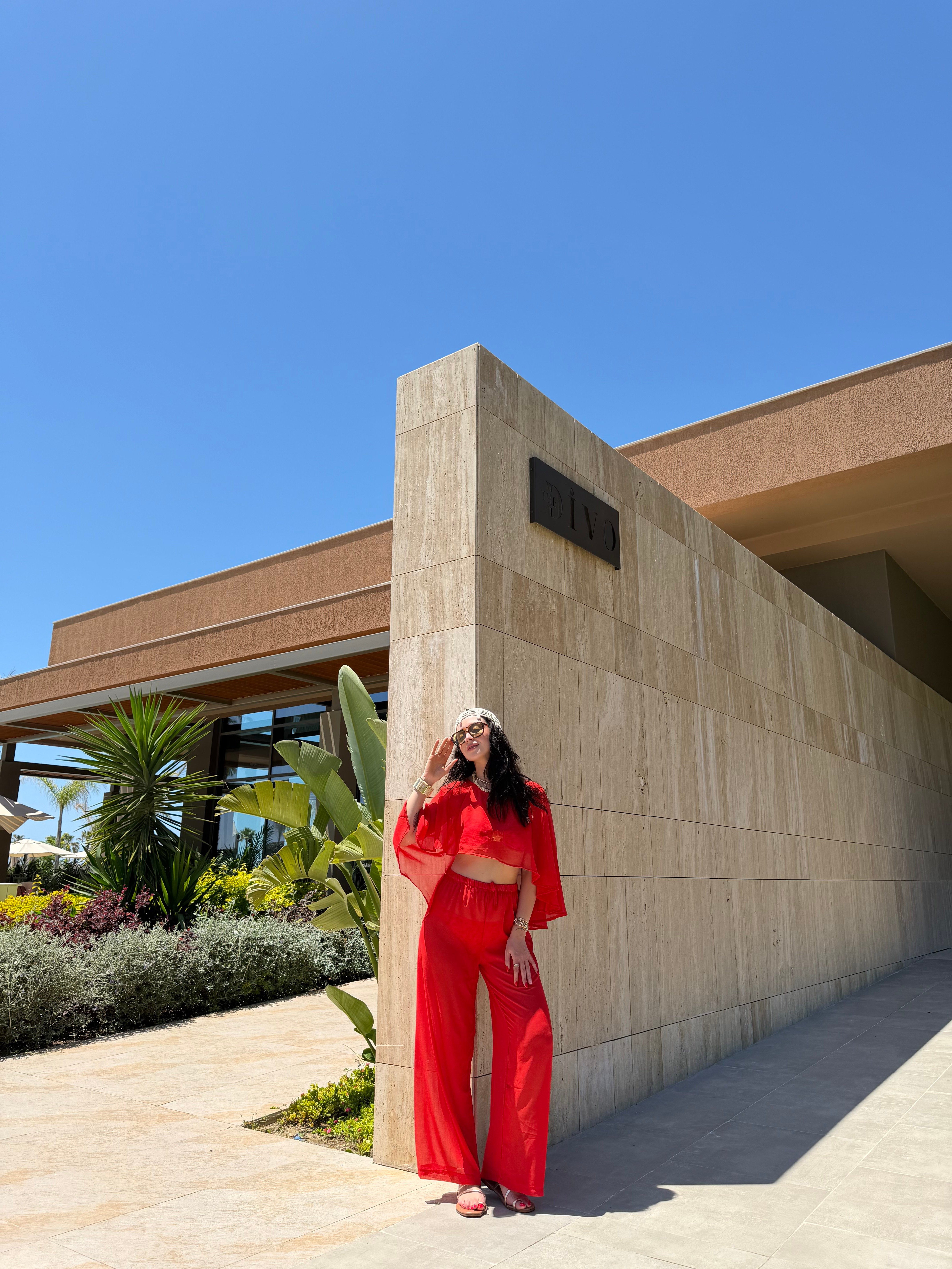 KIRMIZI ŞİFON BEACHWEAR TAKIM 