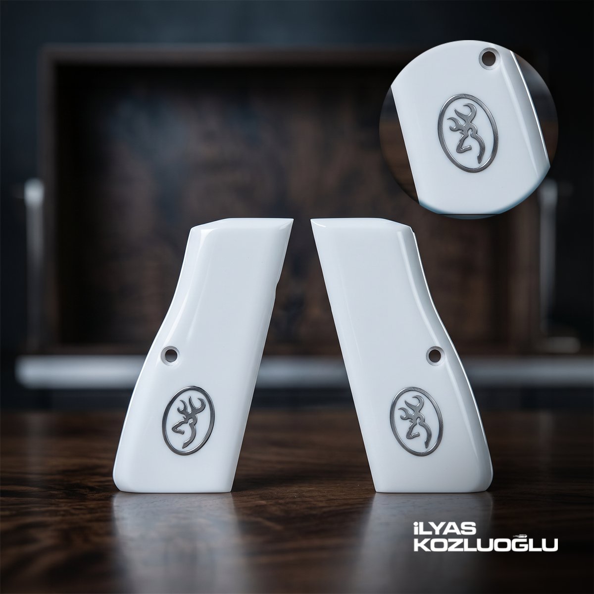 Browning MK3 Beyaz Pleksi Kabza Gümüş Renk Browning Logolu