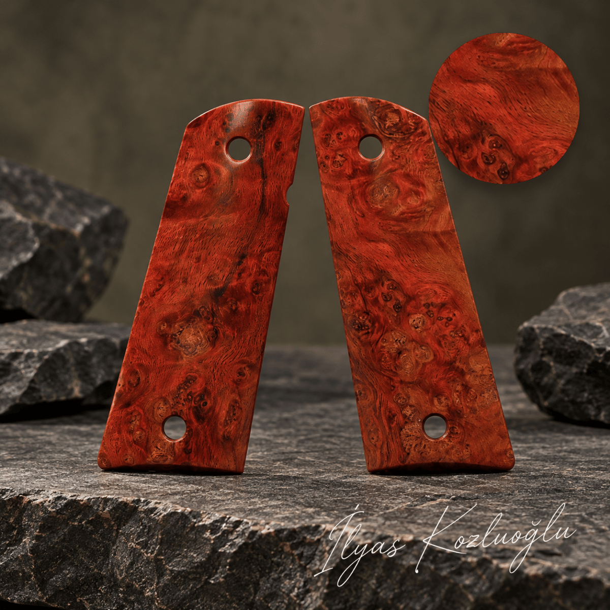 Colt 1911 Stabilize Ağaç Kabza Yüzey Desensiz Logosuz