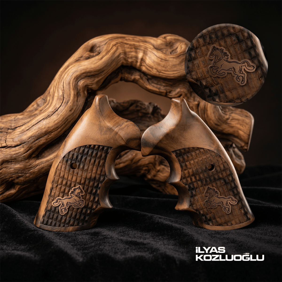 Colt Python Koyu Ceviz Kabza Yarım Yüzey Desenli At Logolu