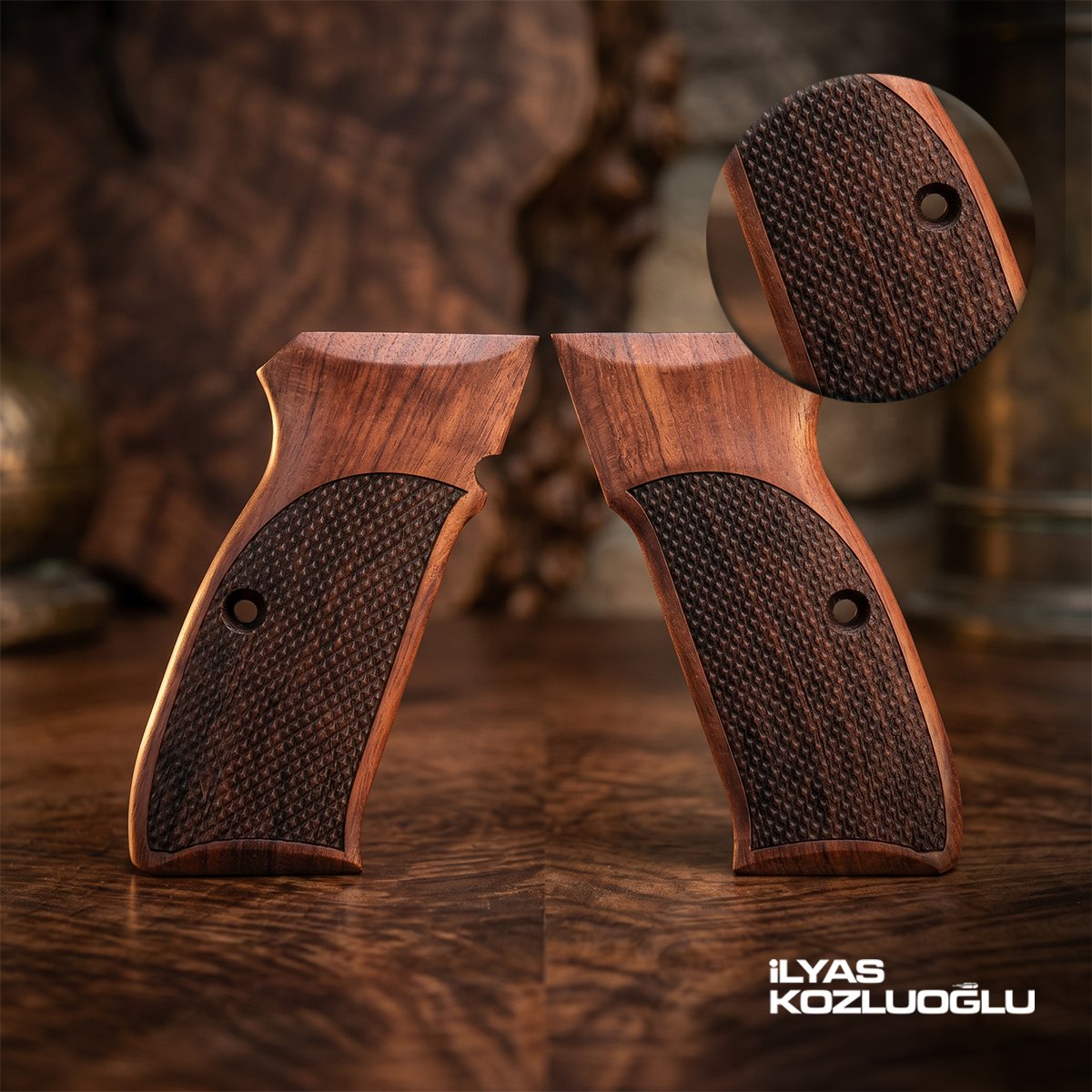 CZ 75-85 B Ceviz Kabza Yarım Yüzey Desenli