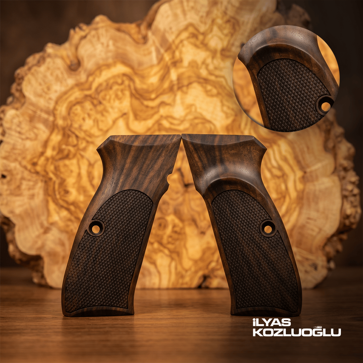 CZ 75 B Koyu Ceviz Kabza Yarım Yüzey Baklava Desenli