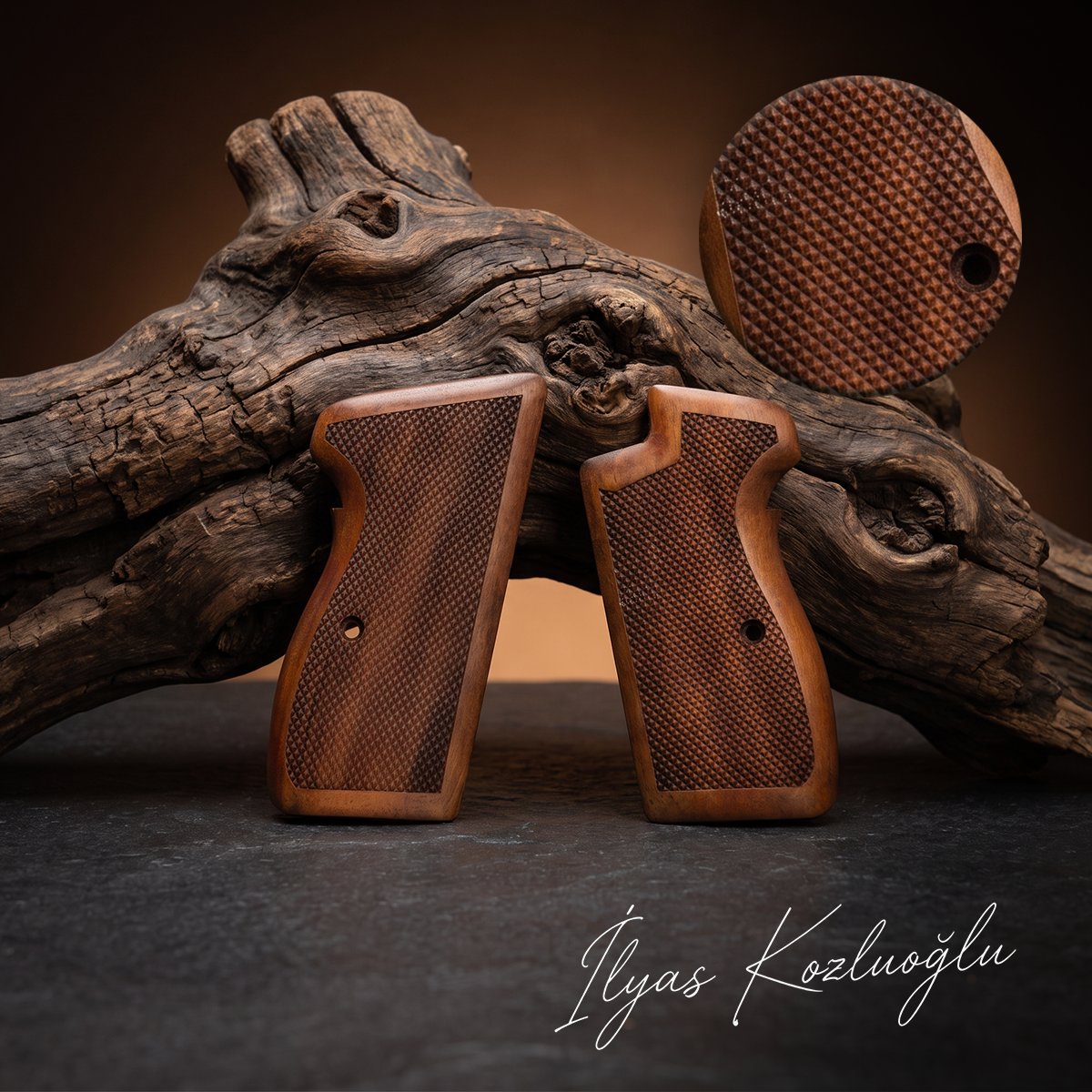 SIG P210 Ceviz Kabza Tam Yüzey Baklava Desenli Logosuz