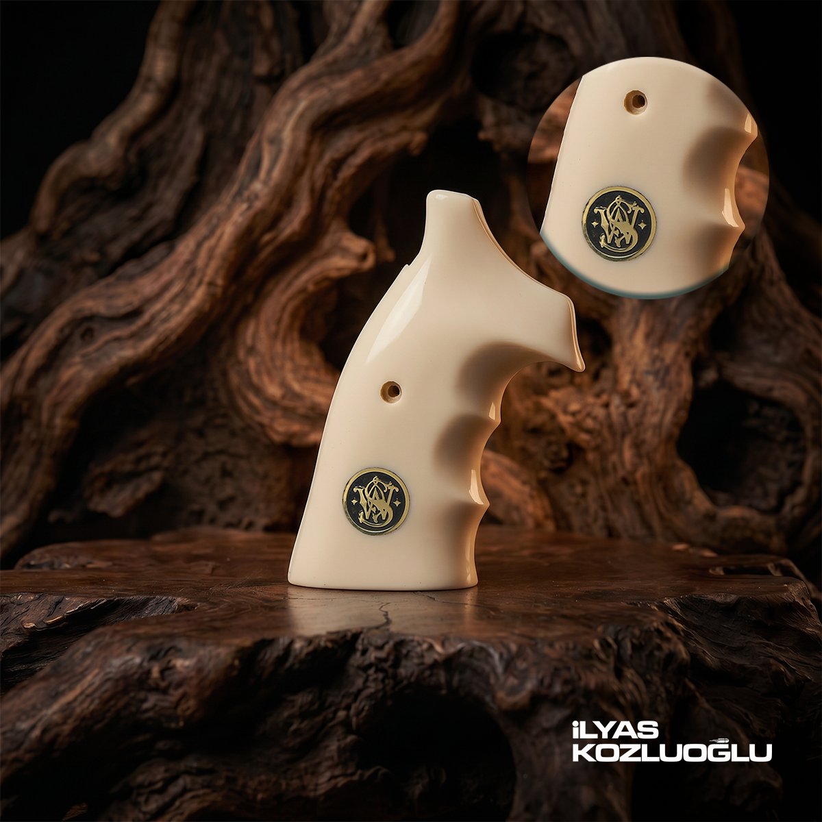 Smith & Wesson K/L Frame Square Butt Fildişi Renk Pleksi Kabza Pirinç Logolu