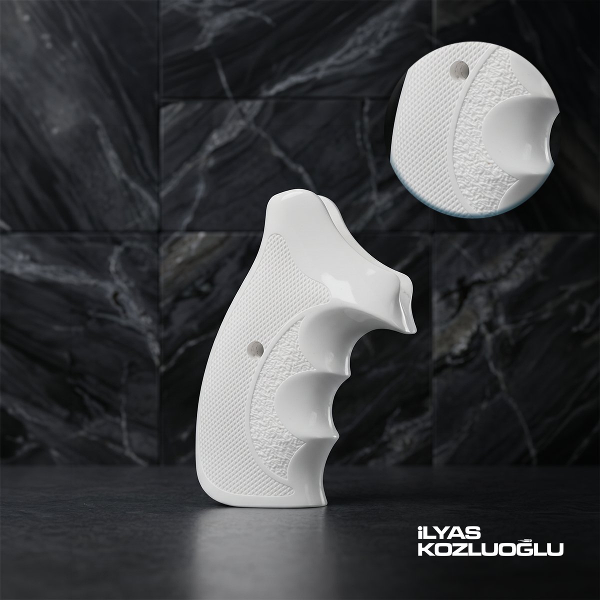 Smith & Wesson K/L/X Frame Round Butt Beyaz Pleksi Kabza Tam Yüzey Desenli Logosuz