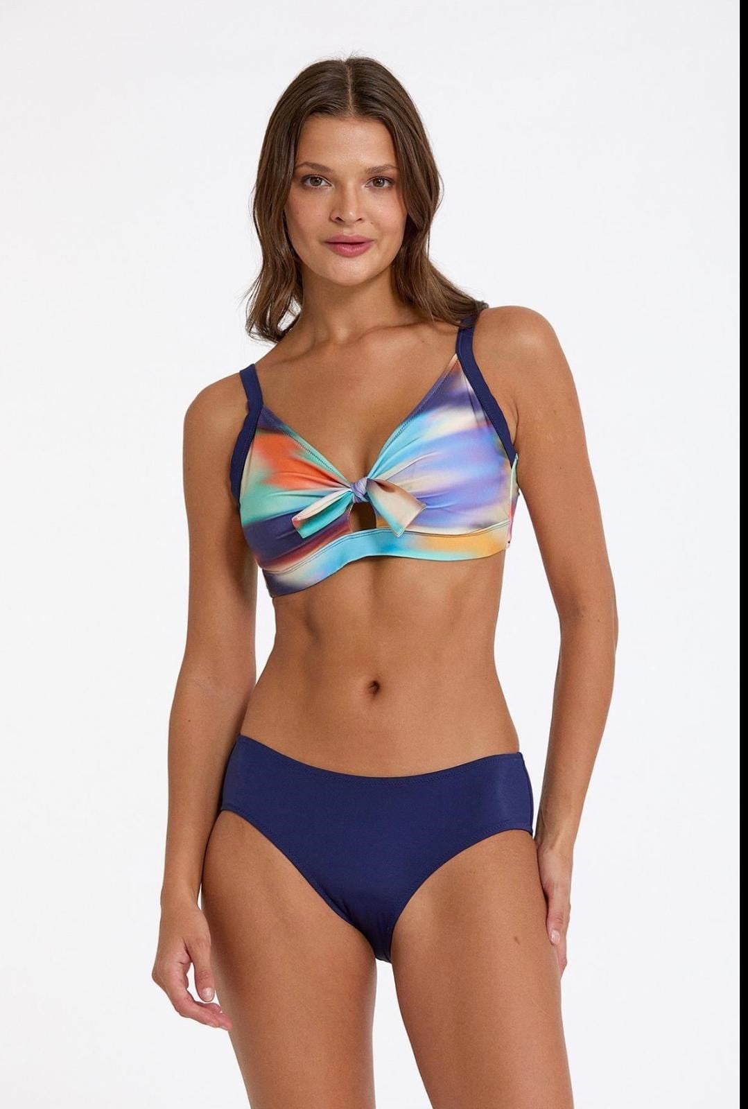 kaplı lacivert batik desen bikini takımı