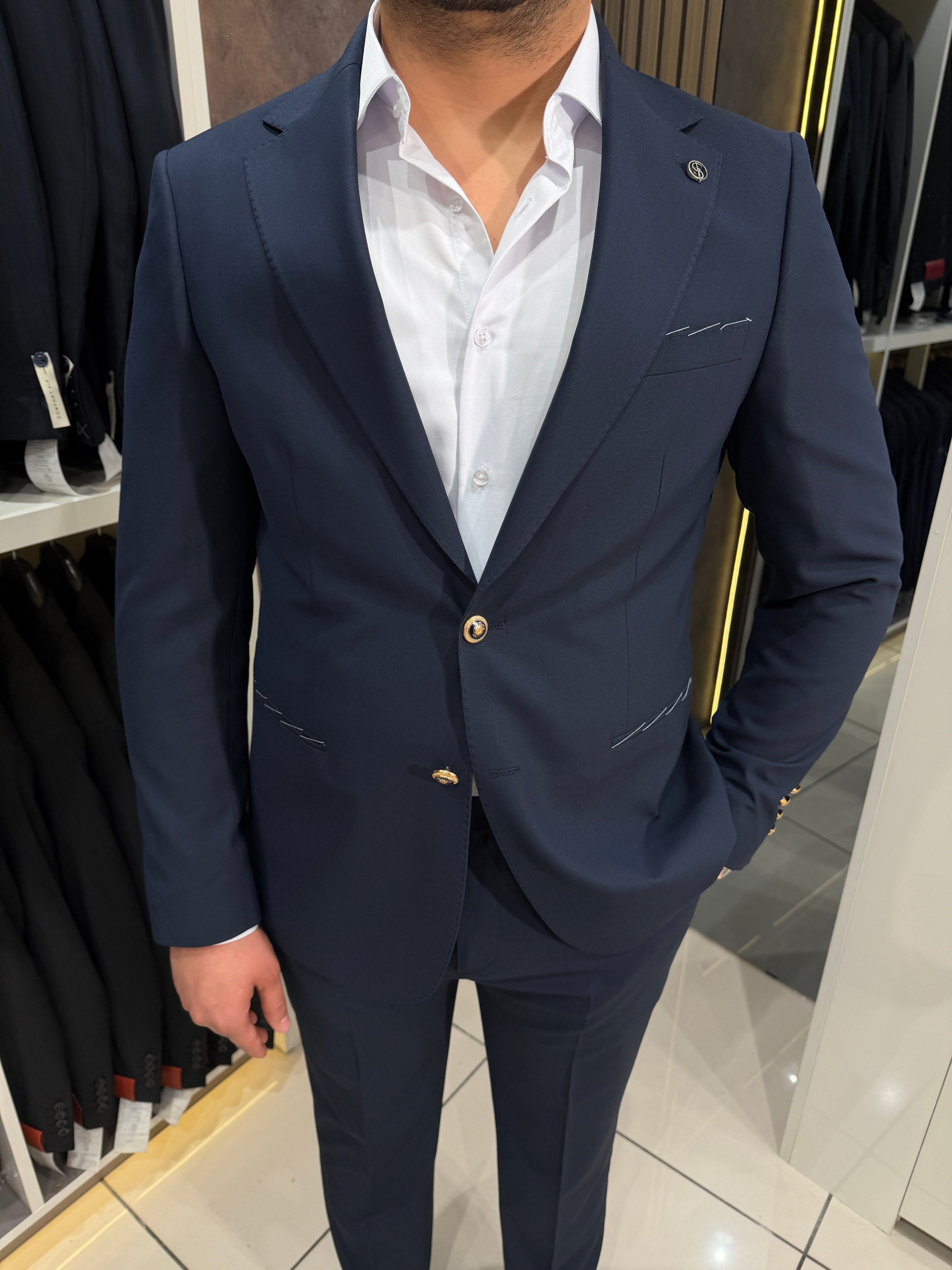 Veltro Gold Metal Düğme Takım | Lacivert