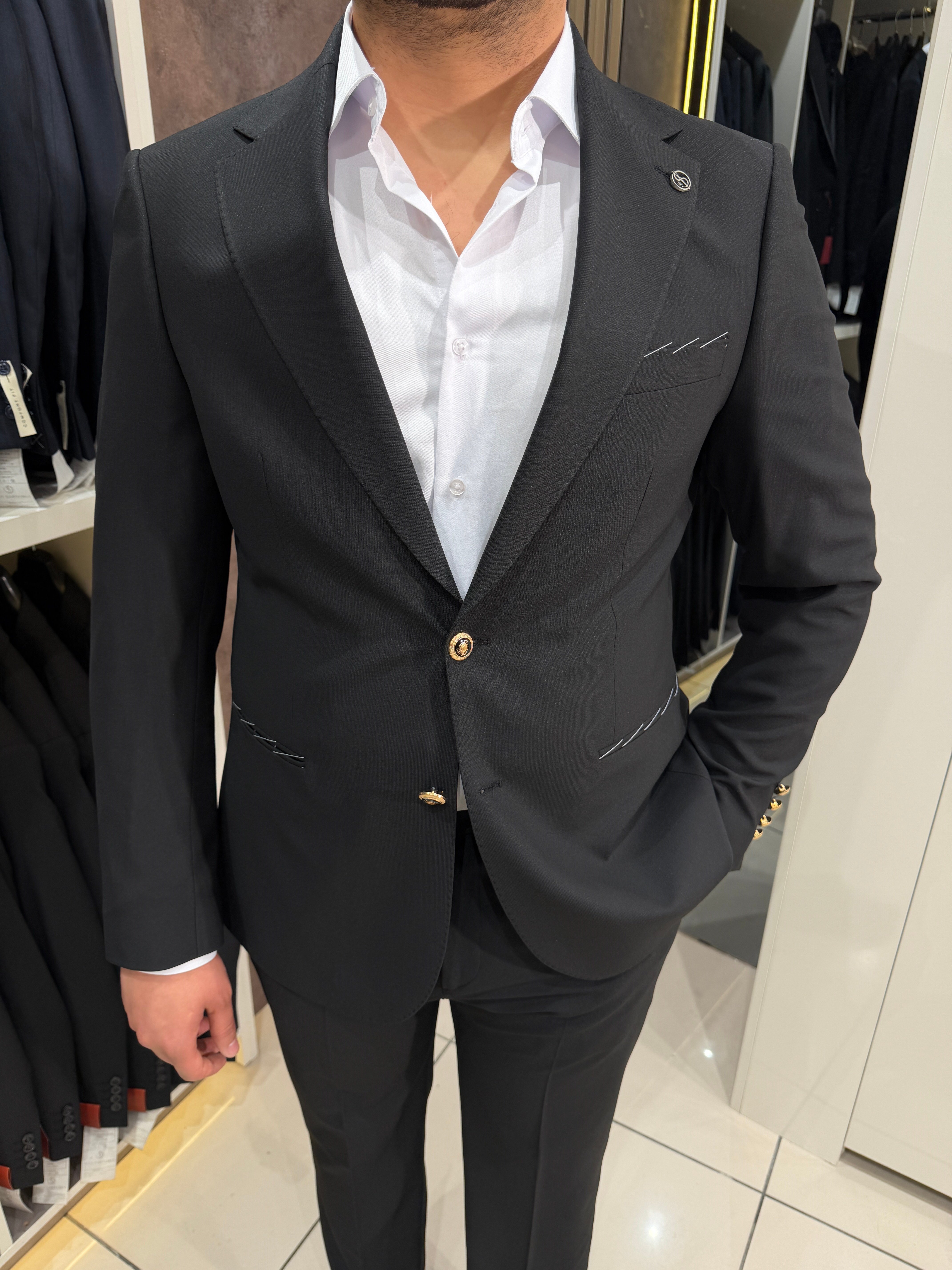Veltro Gold Metal Düğme Takım | Siyah