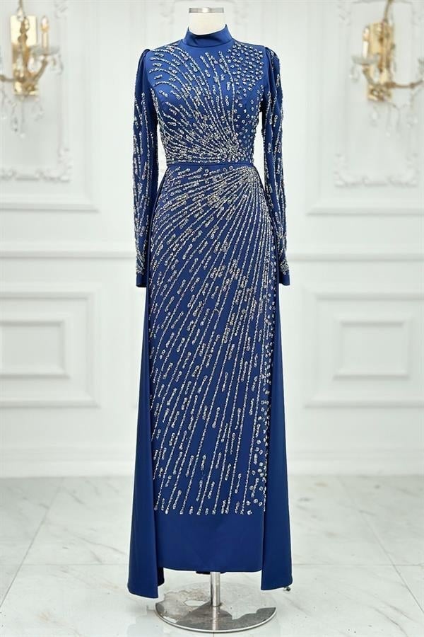 Amine Hüma Meltem Tesettür Abiye Lacivert