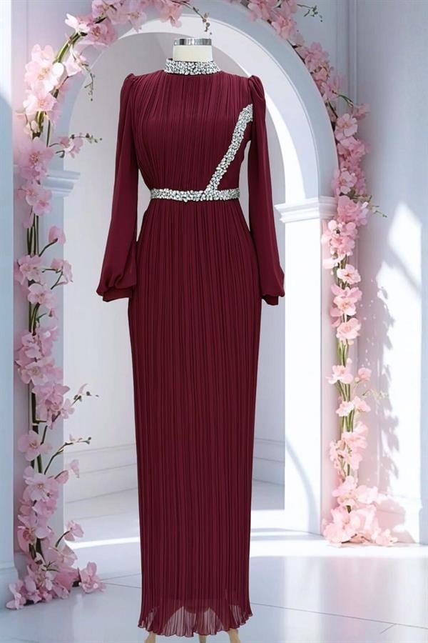 Sima Abiye Elbise Bordo
