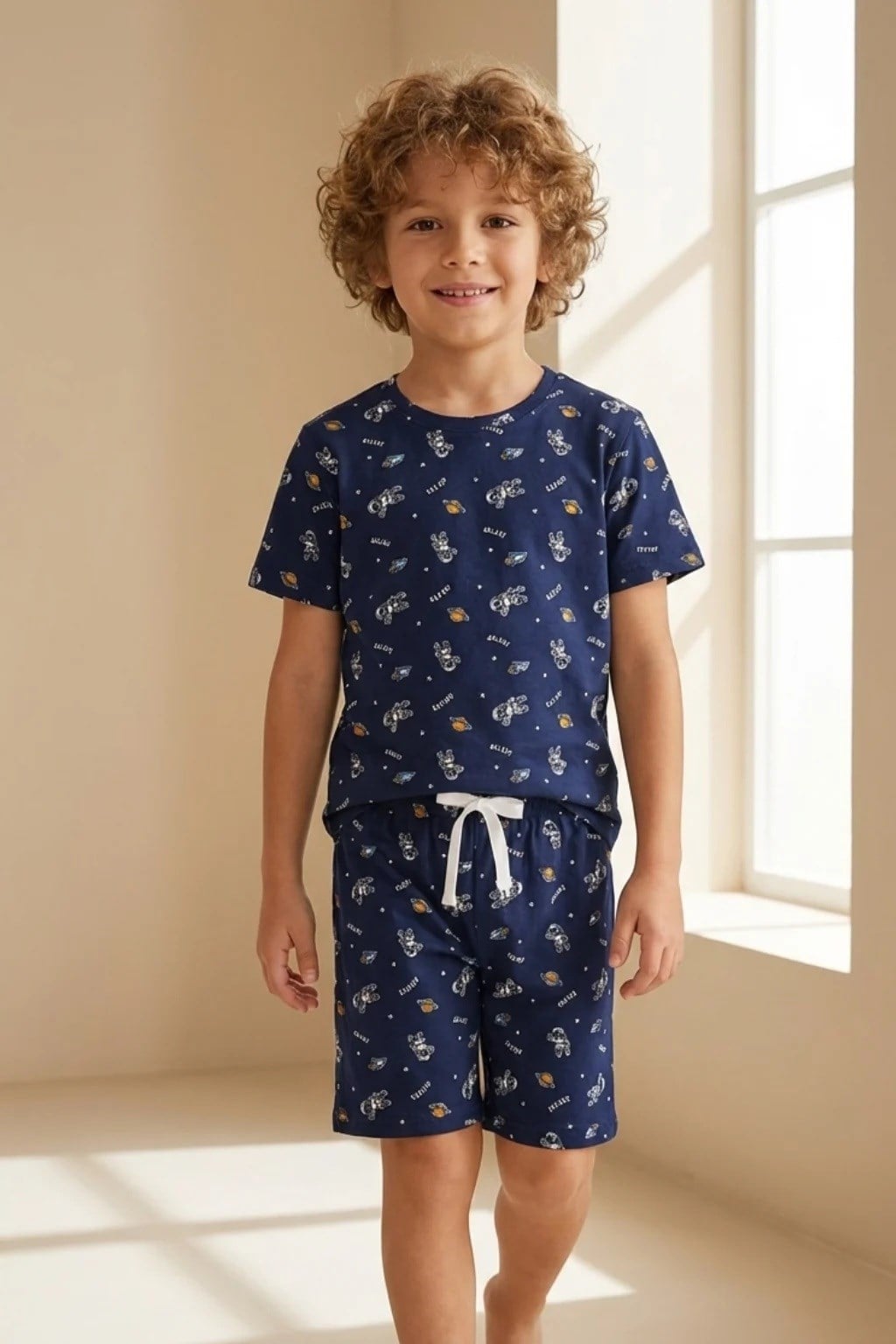 KATIA&BONY Uzay Desenli Çocuk Şortlu Pijama Takımı