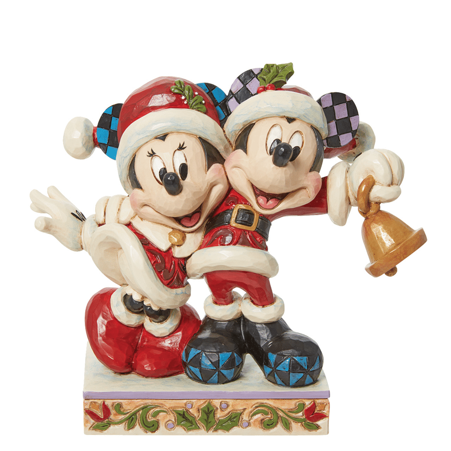 Disney Jingle Bell Mickey ve Minnie Mouse Noel Baba Figür Biblo