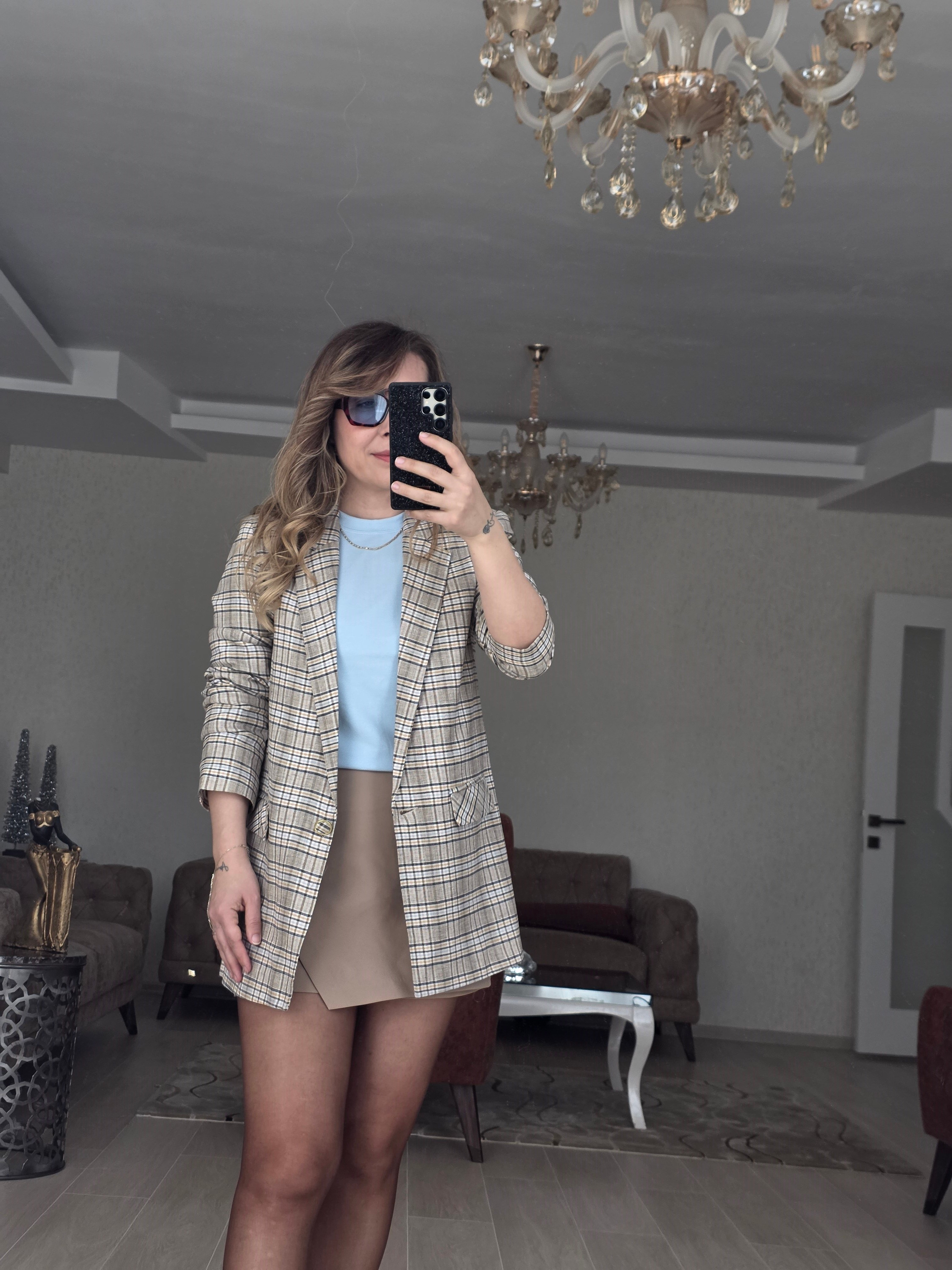 Ekose  Blazer Ceket